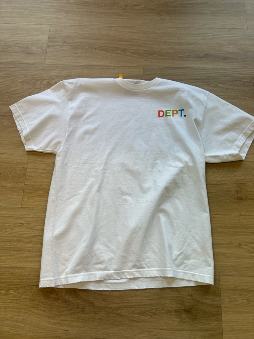 Gallery Dept White Tee with Multicolor DEPT. Logo